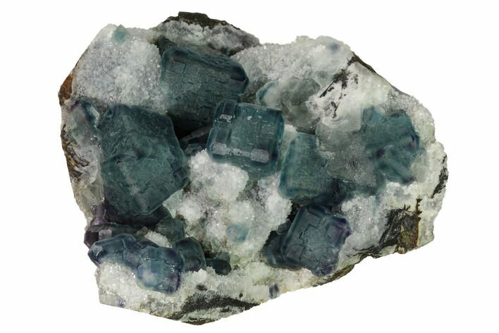 Pristine, Multicolored Fluorite Crystals on Quartz - China #164035